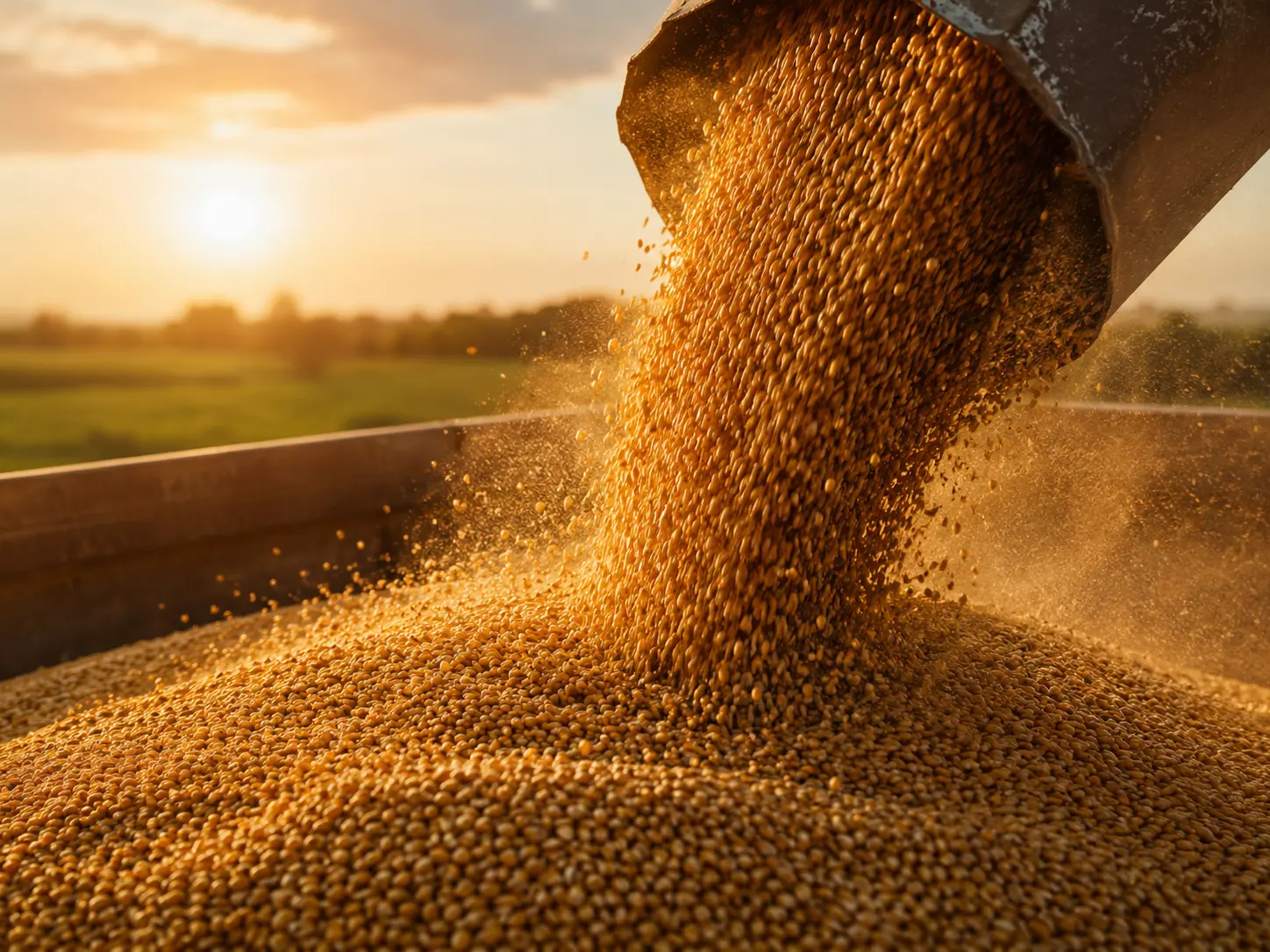 Bulk commodity sacks, maize, soybean meal, and rice, staged for supply.