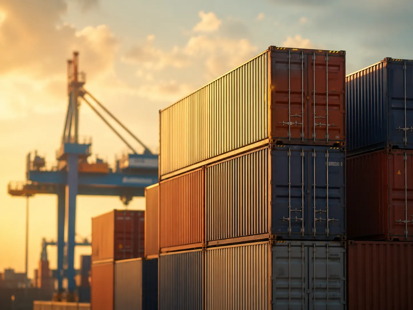 Shipping containers at port, representing Anabya's Dubai trading house.